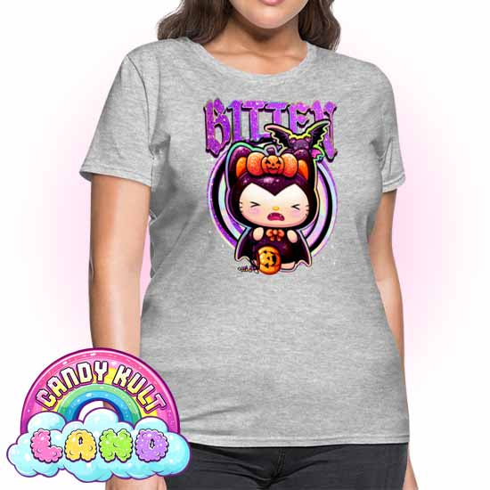 Boo Kitty Origins Bitten - Candy Kult Land Women's FITTED T-Shirt - Candy Kult - Candy Cult - Candy Kult Land - Wishbone - Boo Kitty - Panku - Frosti - Toxic Kitten - Hex-Heart - Cult Candy - Cake High Heels - [product_vendor}