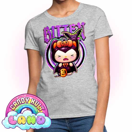 Boo Kitty Origins Bitten - Candy Kult Land Women's FITTED T-Shirt - Candy Kult - Candy Cult - Candy Kult Land - Wishbone - Boo Kitty - Panku - Frosti - Toxic Kitten - Hex-Heart - Cult Candy - Cake High Heels - [product_vendor}