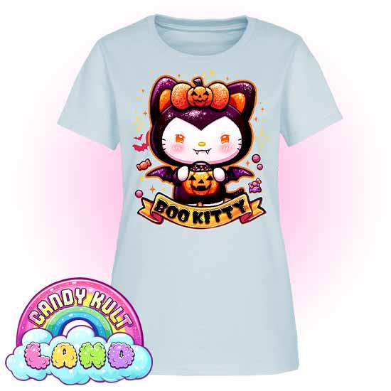 Boo Kitty - Candy Kult Land Women's FITTED T-Shirt - Candy Kult - Candy Cult - Candy Kult Land - Wishbone - Boo Kitty - Panku - Frosti - Toxic Kitten - Hex-Heart - Cult Candy - Cake High Heels - [product_vendor}