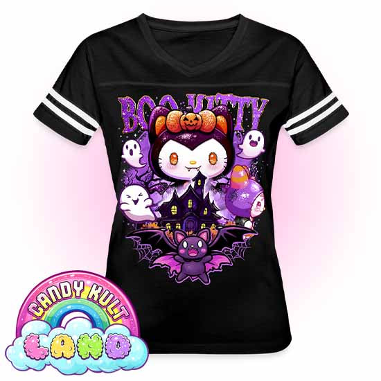 Boo Kitty Origins - Candy Kult Land Women’s Vintage Sport T-Shirt - Candy Kult - Candy Cult - Candy Kult Land - Wishbone - Boo Kitty - Panku - Frosti - Toxic Kitten - Hex-Heart - Cult Candy - Cake High Heels - [product_vendor}