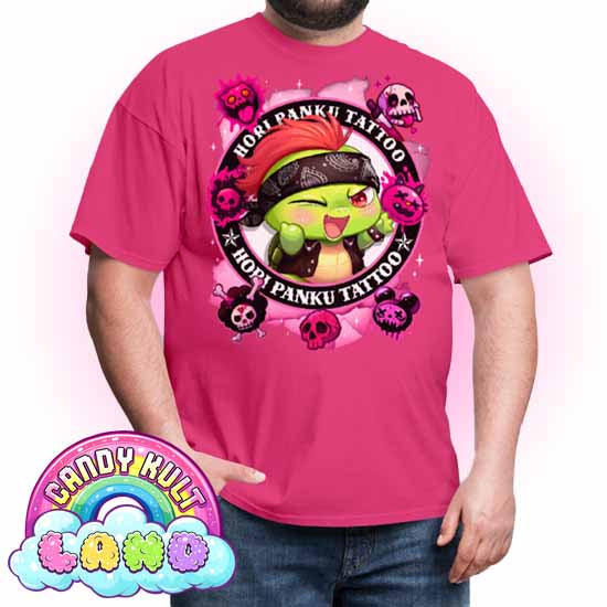 Hori Panku Tattoo Pink - Candy Kult Land COLOUR Men's / Unisex Classic T-Shirt - Candy Kult - Candy Cult - Candy Kult Land - Wishbone - Boo Kitty - Panku - Frosti - Toxic Kitten - Hex-Heart - Cult Candy - Cake High Heels - [product_vendor}