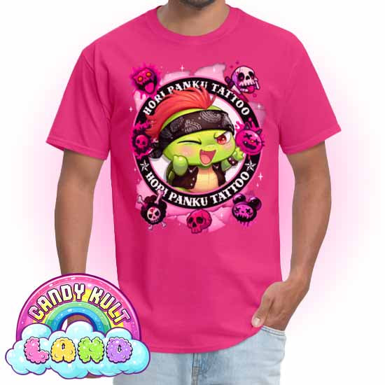 Hori Panku Tattoo Pink - Candy Kult Land COLOUR Men's / Unisex Classic T-Shirt - Candy Kult - Candy Cult - Candy Kult Land - Wishbone - Boo Kitty - Panku - Frosti - Toxic Kitten - Hex-Heart - Cult Candy - Cake High Heels - [product_vendor}