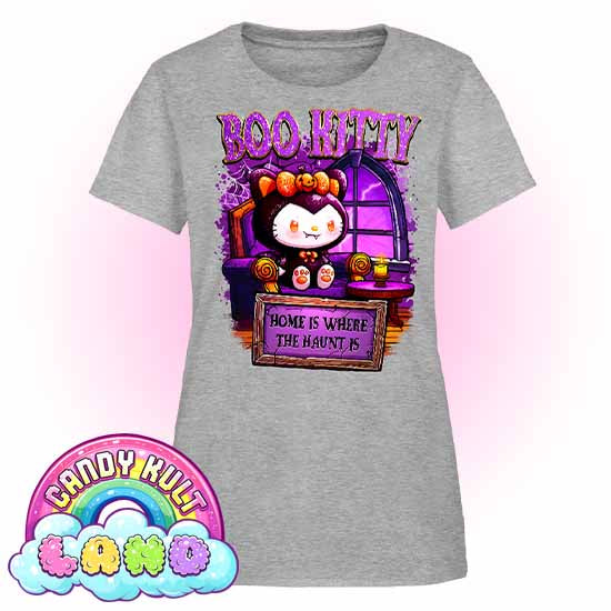 Home Is Where The Haunt Is Boo Kitty - Candy Kult land Women's FITTED T-Shirt - Candy Kult - Candy Cult - Candy Kult Land - Wishbone - Boo Kitty - Panku - Frosti - Toxic Kitten - Hex-Heart - Cult Candy - Cake High Heels - [product_vendor}