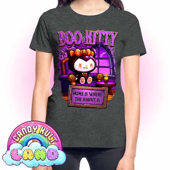 Home Is Where The Haunt Is Boo Kitty - Candy Kult land REGULAR FIT Ladies T-Shirt - Candy Kult - Candy Cult - Candy Kult Land - Wishbone - Boo Kitty - Panku - Frosti - Toxic Kitten - Hex-Heart - Cult Candy - Cake High Heels - [product_vendor}