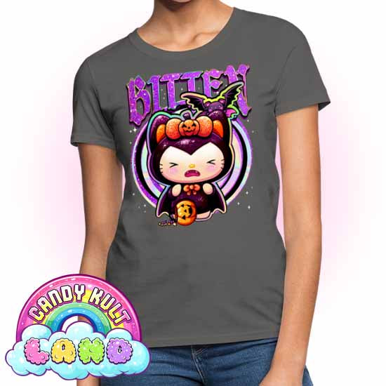 Boo Kitty Origins Bitten - Candy Kult Land Women's FITTED T-Shirt - Candy Kult - Candy Cult - Candy Kult Land - Wishbone - Boo Kitty - Panku - Frosti - Toxic Kitten - Hex-Heart - Cult Candy - Cake High Heels - [product_vendor}