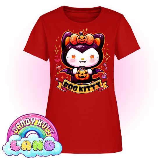 Boo Kitty - Candy Kult Land Women's FITTED T-Shirt - Candy Kult - Candy Cult - Candy Kult Land - Wishbone - Boo Kitty - Panku - Frosti - Toxic Kitten - Hex-Heart - Cult Candy - Cake High Heels - [product_vendor}