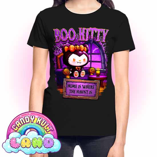 Home Is Where The Haunt Is Boo Kitty - Candy Kult land REGULAR FIT Ladies T-Shirt - Candy Kult - Candy Cult - Candy Kult Land - Wishbone - Boo Kitty - Panku - Frosti - Toxic Kitten - Hex-Heart - Cult Candy - Cake High Heels - [product_vendor}