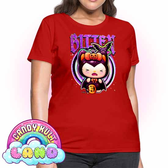 Boo Kitty Origins Bitten - Candy Kult Land Women's FITTED T-Shirt - Candy Kult - Candy Cult - Candy Kult Land - Wishbone - Boo Kitty - Panku - Frosti - Toxic Kitten - Hex-Heart - Cult Candy - Cake High Heels - [product_vendor}