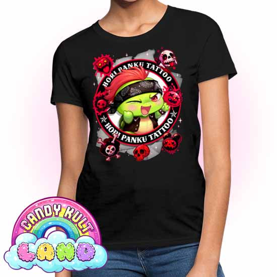 Hori Panku Tattoo Black - Candy Kult Land Women's FITTED T-Shirt - Candy Kult - Candy Cult - Candy Kult Land - Wishbone - Boo Kitty - Panku - Frosti - Toxic Kitten - Hex-Heart - Cult Candy - Cake High Heels - [product_vendor}
