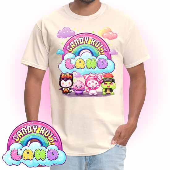 Wishbone, Frosti Boo & Panku - Candy Kult Land Men's / Unisex Classic T-Shirt - Candy Kult - Candy Cult - Candy Kult Land - Wishbone - Boo Kitty - Panku - Frosti - Toxic Kitten - Hex-Heart - Cult Candy - Cake High Heels - [product_vendor}