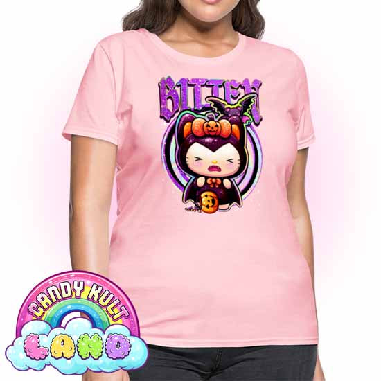 Boo Kitty Origins Bitten - Candy Kult Land Women's FITTED T-Shirt - Candy Kult - Candy Cult - Candy Kult Land - Wishbone - Boo Kitty - Panku - Frosti - Toxic Kitten - Hex-Heart - Cult Candy - Cake High Heels - [product_vendor}