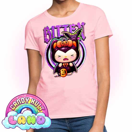 Boo Kitty Origins Bitten - Candy Kult Land Women's FITTED T-Shirt - Candy Kult - Candy Cult - Candy Kult Land - Wishbone - Boo Kitty - Panku - Frosti - Toxic Kitten - Hex-Heart - Cult Candy - Cake High Heels - [product_vendor}
