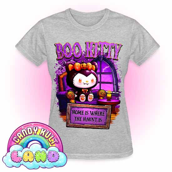 Home Is Where The Haunt Is Boo Kitty - Candy Kult land REGULAR FIT Ladies T-Shirt - Candy Kult - Candy Cult - Candy Kult Land - Wishbone - Boo Kitty - Panku - Frosti - Toxic Kitten - Hex-Heart - Cult Candy - Cake High Heels - [product_vendor}