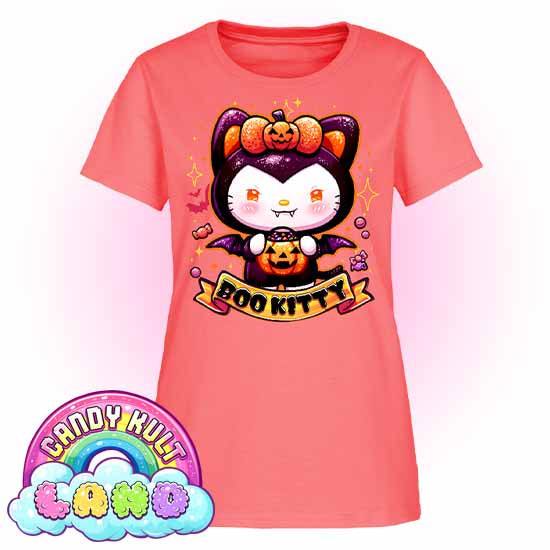 Boo Kitty - Candy Kult Land Women's FITTED T-Shirt - Candy Kult - Candy Cult - Candy Kult Land - Wishbone - Boo Kitty - Panku - Frosti - Toxic Kitten - Hex-Heart - Cult Candy - Cake High Heels - [product_vendor}