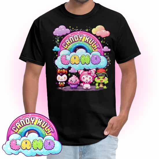 Wishbone, Frosti Boo & Panku - Candy Kult Land Men's / Unisex Classic T-Shirt - Candy Kult - Candy Cult - Candy Kult Land - Wishbone - Boo Kitty - Panku - Frosti - Toxic Kitten - Hex-Heart - Cult Candy - Cake High Heels - [product_vendor}