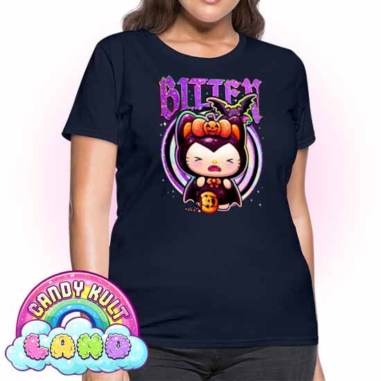 Boo Kitty Origins Bitten - Candy Kult Land Women's FITTED T-Shirt - Candy Kult - Candy Cult - Candy Kult Land - Wishbone - Boo Kitty - Panku - Frosti - Toxic Kitten - Hex-Heart - Cult Candy - Cake High Heels - [product_vendor}