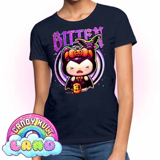 Boo Kitty Origins Bitten - Candy Kult Land Women's FITTED T-Shirt - Candy Kult - Candy Cult - Candy Kult Land - Wishbone - Boo Kitty - Panku - Frosti - Toxic Kitten - Hex-Heart - Cult Candy - Cake High Heels - [product_vendor}