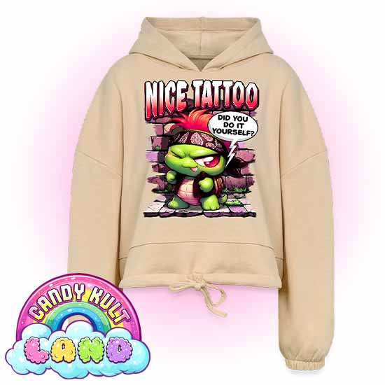 Nice Tattoo Did You Do It y=Yourself? Panku - Candy Kult Land Women’s Cropped Hoodie
