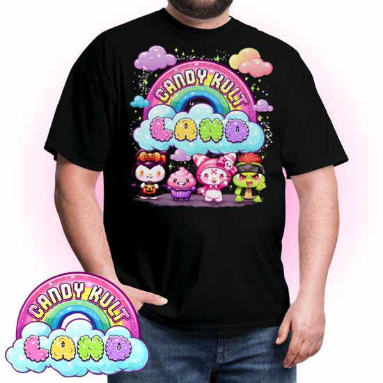 Wishbone, Frosti Boo & Panku - Candy Kult Land Men's / Unisex Classic T-Shirt - Candy Kult - Candy Cult - Candy Kult Land - Wishbone - Boo Kitty - Panku - Frosti - Toxic Kitten - Hex-Heart - Cult Candy - Cake High Heels - [product_vendor}