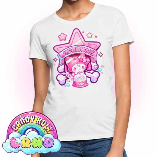 Wishbone Gumball Machine Logo - Candy Kult Land Women's FITTED T-Shirt - Candy Kult - Candy Cult - Candy Kult Land - Wishbone - Boo Kitty - Panku - Frosti - Toxic Kitten - Hex-Heart - Cult Candy - Cake High Heels - [product_vendor}