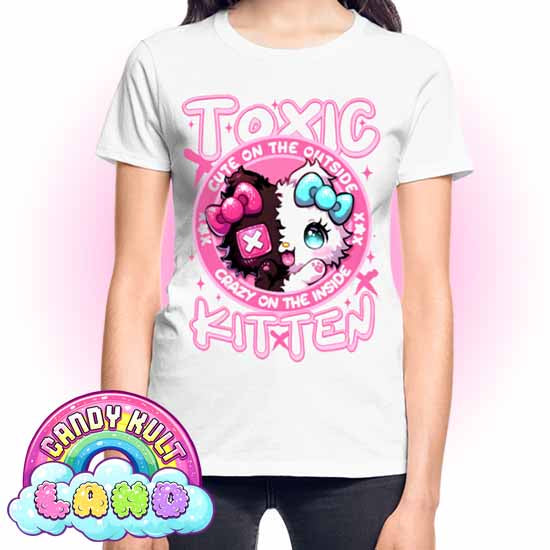 Crazy On The Inside Toxic Kitten - Candy Kult land REGULAR FIT Ladies T-Shirt - Candy Kult - Candy Cult - Candy Kult Land - Wishbone - Boo Kitty - Panku - Frosti - Toxic Kitten - Hex-Heart - Cult Candy - Cake High Heels - [product_vendor}