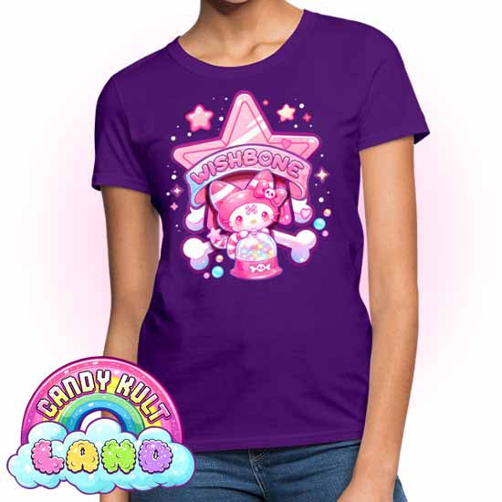 Wishbone Gumball Machine Logo - Candy Kult Land Women's FITTED T-Shirt - Candy Kult - Candy Cult - Candy Kult Land - Wishbone - Boo Kitty - Panku - Frosti - Toxic Kitten - Hex-Heart - Cult Candy - Cake High Heels - [product_vendor}
