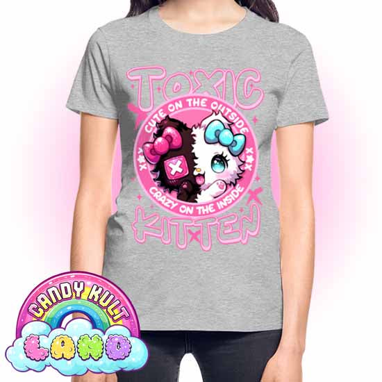 Crazy On The Inside Toxic Kitten - Candy Kult land REGULAR FIT Ladies T-Shirt - Candy Kult - Candy Cult - Candy Kult Land - Wishbone - Boo Kitty - Panku - Frosti - Toxic Kitten - Hex-Heart - Cult Candy - Cake High Heels - [product_vendor}