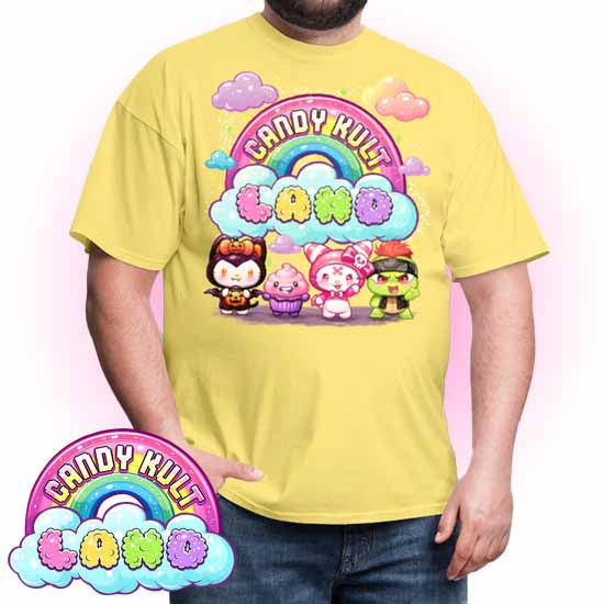 Wishbone, Frosti Boo & Panku - Candy Kult Land COLOUR Men's / Unisex Classic T-Shirt - Candy Kult - Candy Cult - Candy Kult Land - Wishbone - Boo Kitty - Panku - Frosti - Toxic Kitten - Hex-Heart - Cult Candy - Cake High Heels - [product_vendor}