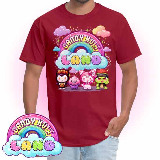 Wishbone, Frosti Boo & Panku - Candy Kult Land COLOUR Men's / Unisex Classic T-Shirt - Candy Kult - Candy Cult - Candy Kult Land - Wishbone - Boo Kitty - Panku - Frosti - Toxic Kitten - Hex-Heart - Cult Candy - Cake High Heels - [product_vendor}