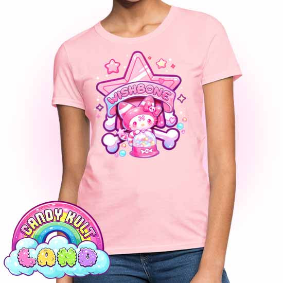 Wishbone Gumball Machine Logo - Candy Kult Land Women's FITTED T-Shirt - Candy Kult - Candy Cult - Candy Kult Land - Wishbone - Boo Kitty - Panku - Frosti - Toxic Kitten - Hex-Heart - Cult Candy - Cake High Heels - [product_vendor}