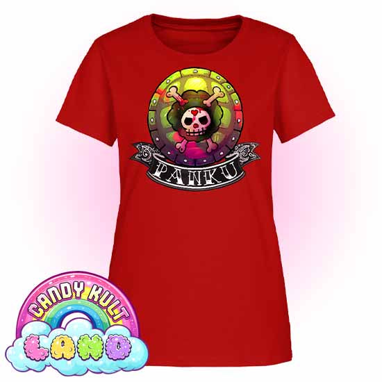 Panku Logo - Candy Kult Land Women's FITTED T-Shirt - Candy Kult - Candy Cult - Candy Kult Land - Wishbone - Boo Kitty - Panku - Frosti - Toxic Kitten - Hex-Heart - Cult Candy - Cake High Heels - [product_vendor}