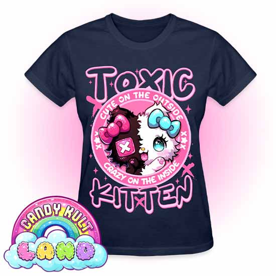 Crazy On The Inside Toxic Kitten - Candy Kult land REGULAR FIT Ladies T-Shirt - Candy Kult - Candy Cult - Candy Kult Land - Wishbone - Boo Kitty - Panku - Frosti - Toxic Kitten - Hex-Heart - Cult Candy - Cake High Heels - [product_vendor}