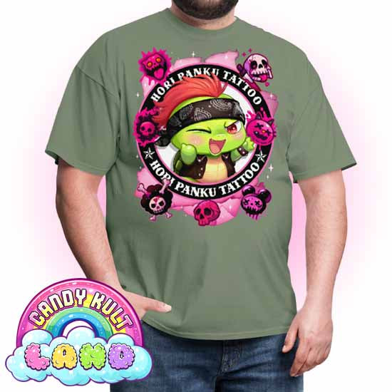 Hori Panku Tattoo Pink - Candy Kult Land COLOUR Men's / Unisex Classic T-Shirt - Candy Kult - Candy Cult - Candy Kult Land - Wishbone - Boo Kitty - Panku - Frosti - Toxic Kitten - Hex-Heart - Cult Candy - Cake High Heels - [product_vendor}