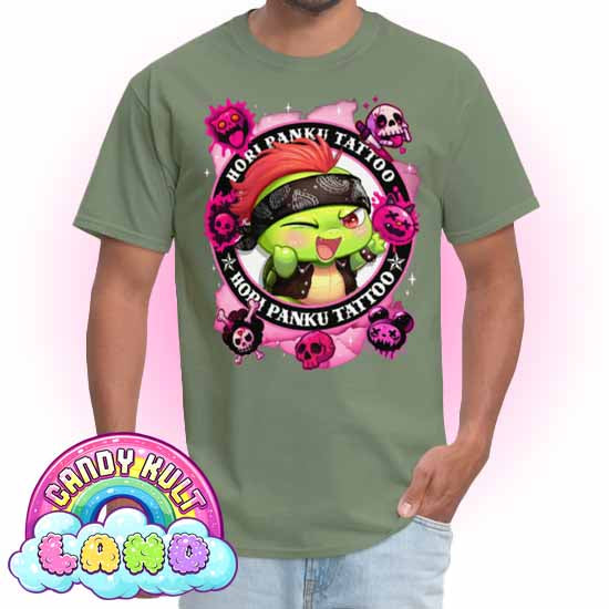 Hori Panku Tattoo Pink - Candy Kult Land COLOUR Men's / Unisex Classic T-Shirt - Candy Kult - Candy Cult - Candy Kult Land - Wishbone - Boo Kitty - Panku - Frosti - Toxic Kitten - Hex-Heart - Cult Candy - Cake High Heels - [product_vendor}