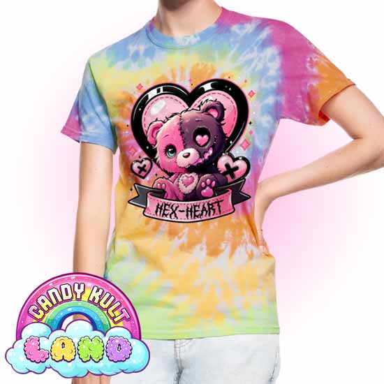Hex-Heart - Candy Kult Land Unisex Tie Dye T-Shirt - Candy Kult - Candy Cult - Candy Kult Land - Wishbone - Boo Kitty - Panku - Frosti - Toxic Kitten - Hex-Heart - Cult Candy - Cake High Heels - [product_vendor}
