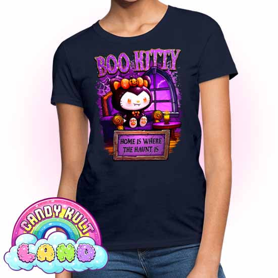 Home Is Where The Haunt Is Boo Kitty - Candy Kult land Women's FITTED T-Shirt - Candy Kult - Candy Cult - Candy Kult Land - Wishbone - Boo Kitty - Panku - Frosti - Toxic Kitten - Hex-Heart - Cult Candy - Cake High Heels - [product_vendor}
