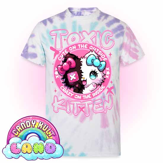Crazy On The Inside Toxic Kitten - Candy Kult Land Unisex Tie Dye T-Shirt - Candy Kult - Candy Cult - Candy Kult Land - Wishbone - Boo Kitty - Panku - Frosti - Toxic Kitten - Hex-Heart - Cult Candy - Cake High Heels - [product_vendor}