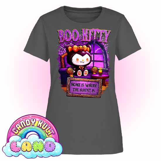 Home Is Where The Haunt Is Boo Kitty - Candy Kult land Women's FITTED T-Shirt - Candy Kult - Candy Cult - Candy Kult Land - Wishbone - Boo Kitty - Panku - Frosti - Toxic Kitten - Hex-Heart - Cult Candy - Cake High Heels - [product_vendor}