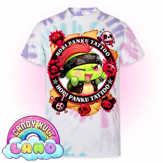 Hori Panku Tattoo - Candy Kult Land Unisex Tie Dye T-Shirt - Candy Kult - Candy Cult - Candy Kult Land - Wishbone - Boo Kitty - Panku - Frosti - Toxic Kitten - Hex-Heart - Cult Candy - Cake High Heels - [product_vendor}