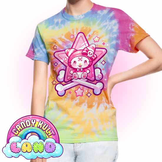 Wishbone Crossbones - Candy Kult Land Unisex Tie Dye T-Shirt - Candy Kult - Candy Cult - Candy Kult Land - Wishbone - Boo Kitty - Panku - Frosti - Toxic Kitten - Hex-Heart - Cult Candy - Cake High Heels - [product_vendor}