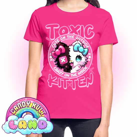 Crazy On The Inside Toxic Kitten - Candy Kult land REGULAR FIT Ladies T-Shirt - Candy Kult - Candy Cult - Candy Kult Land - Wishbone - Boo Kitty - Panku - Frosti - Toxic Kitten - Hex-Heart - Cult Candy - Cake High Heels - [product_vendor}