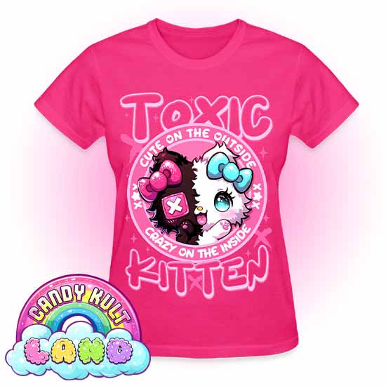 Crazy On The Inside Toxic Kitten - Candy Kult land REGULAR FIT Ladies T-Shirt - Candy Kult - Candy Cult - Candy Kult Land - Wishbone - Boo Kitty - Panku - Frosti - Toxic Kitten - Hex-Heart - Cult Candy - Cake High Heels - [product_vendor}
