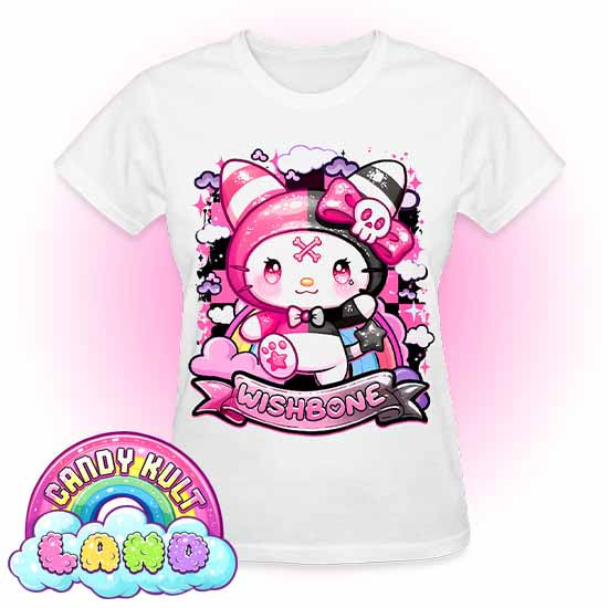 Wishbone Sparkle Punk - Candy Kult land REGULAR FIT Ladies T-Shirt - Candy Kult - Candy Cult - Candy Kult Land - Wishbone - Boo Kitty - Panku - Frosti - Toxic Kitten - Hex-Heart - Cult Candy - Cake High Heels - [product_vendor}