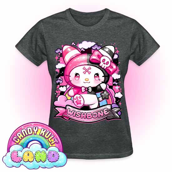 Wishbone Sparkle Punk - Candy Kult land REGULAR FIT Ladies T-Shirt - Candy Kult - Candy Cult - Candy Kult Land - Wishbone - Boo Kitty - Panku - Frosti - Toxic Kitten - Hex-Heart - Cult Candy - Cake High Heels - [product_vendor}