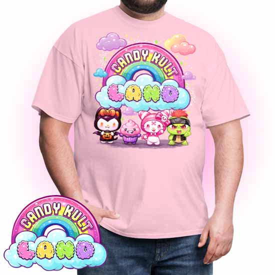 Wishbone, Frosti Boo & Panku - Candy Kult Land COLOUR Men's / Unisex Classic T-Shirt - Candy Kult - Candy Cult - Candy Kult Land - Wishbone - Boo Kitty - Panku - Frosti - Toxic Kitten - Hex-Heart - Cult Candy - Cake High Heels - [product_vendor}