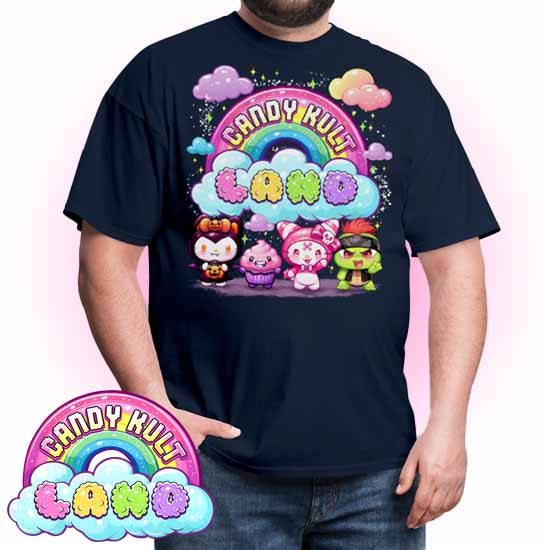 Wishbone, Frosti Boo & Panku - Candy Kult Land COLOUR Men's / Unisex Classic T-Shirt - Candy Kult - Candy Cult - Candy Kult Land - Wishbone - Boo Kitty - Panku - Frosti - Toxic Kitten - Hex-Heart - Cult Candy - Cake High Heels - [product_vendor}