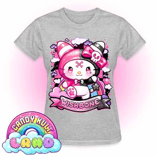 Wishbone Sparkle Punk - Candy Kult land REGULAR FIT Ladies T-Shirt - Candy Kult - Candy Cult - Candy Kult Land - Wishbone - Boo Kitty - Panku - Frosti - Toxic Kitten - Hex-Heart - Cult Candy - Cake High Heels - [product_vendor}