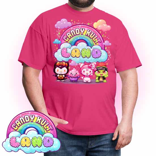 Wishbone, Frosti Boo & Panku - Candy Kult Land COLOUR Men's / Unisex Classic T-Shirt - Candy Kult - Candy Cult - Candy Kult Land - Wishbone - Boo Kitty - Panku - Frosti - Toxic Kitten - Hex-Heart - Cult Candy - Cake High Heels - [product_vendor}