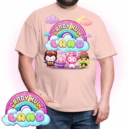 Wishbone, Frosti Boo & Panku - Candy Kult Land COLOUR Men's / Unisex Classic T-Shirt - Candy Kult - Candy Cult - Candy Kult Land - Wishbone - Boo Kitty - Panku - Frosti - Toxic Kitten - Hex-Heart - Cult Candy - Cake High Heels - [product_vendor}