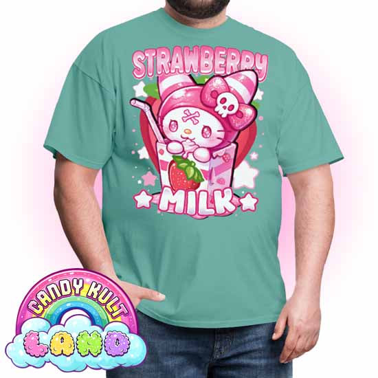 Wishbone Strawberry Milk  - Candy Kult Land COLOUR Men's / Unisex Classic T-Shirt - Candy Kult - Candy Cult - Candy Kult Land - Wishbone - Boo Kitty - Panku - Frosti - Toxic Kitten - Hex-Heart - Cult Candy - Cake High Heels - [product_vendor}